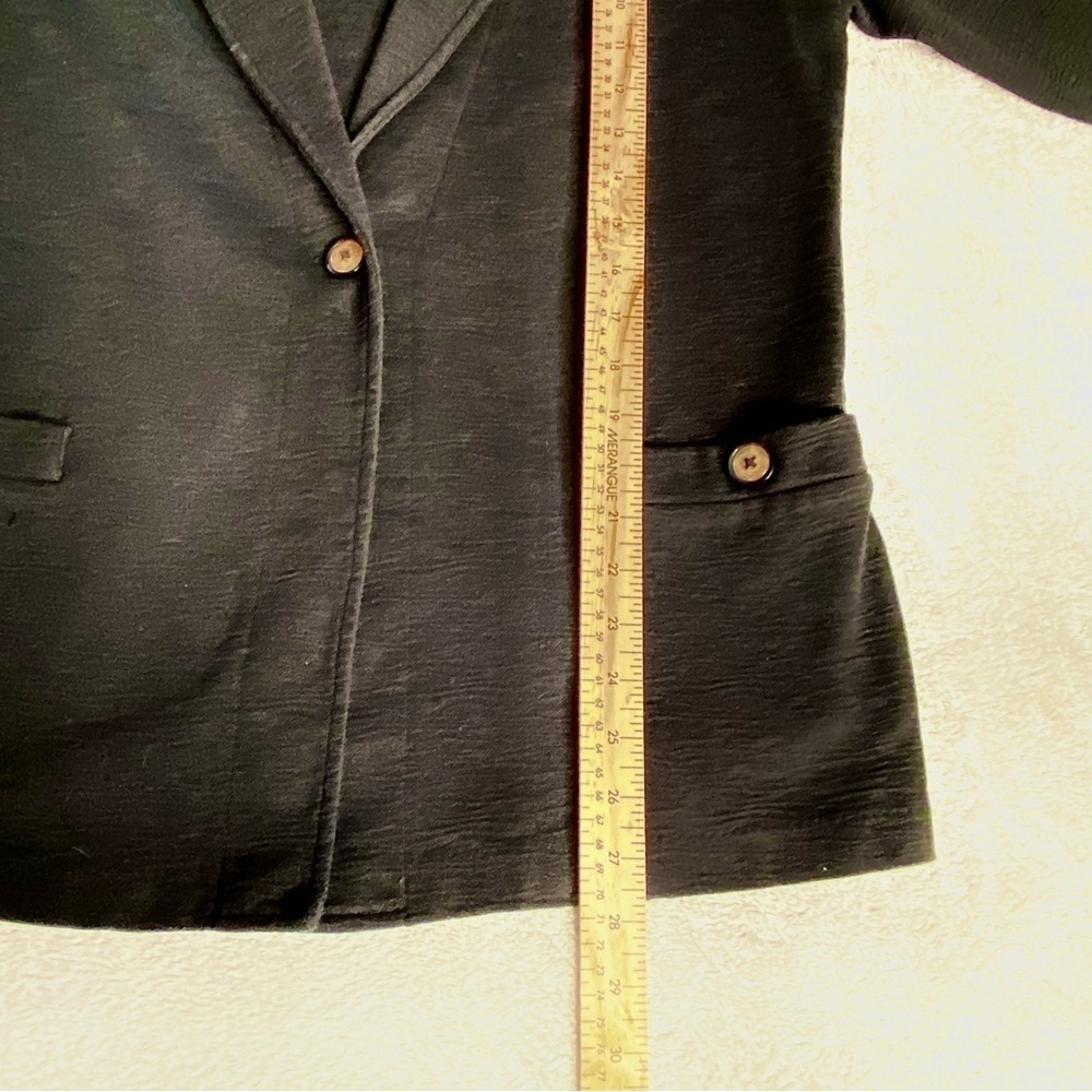 Women Black Light Jersey Blazer with Button Detail stretch Fabric Size Large - Picture 13 of 13